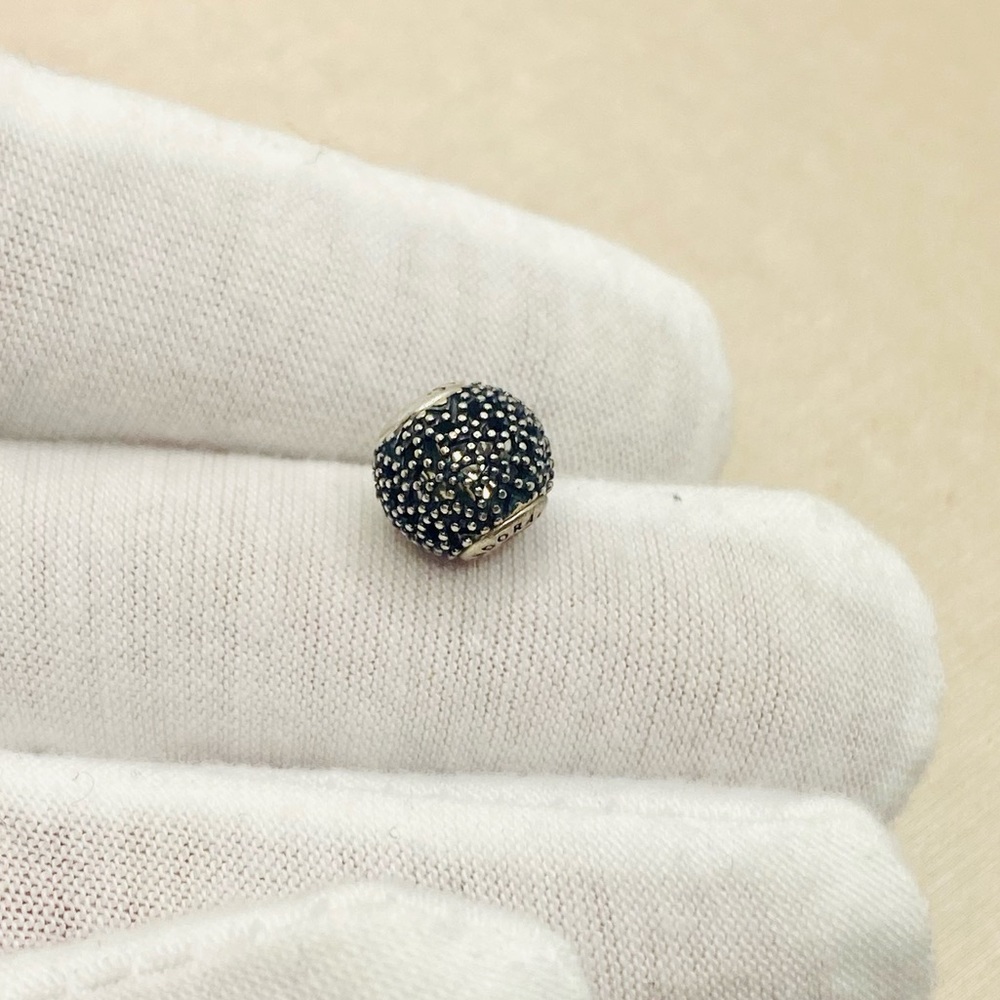 EUC Pandora 796013 Sterling Silver ESSENCE Wellness Charm w/ Black Crystals - Picture 2 of 8